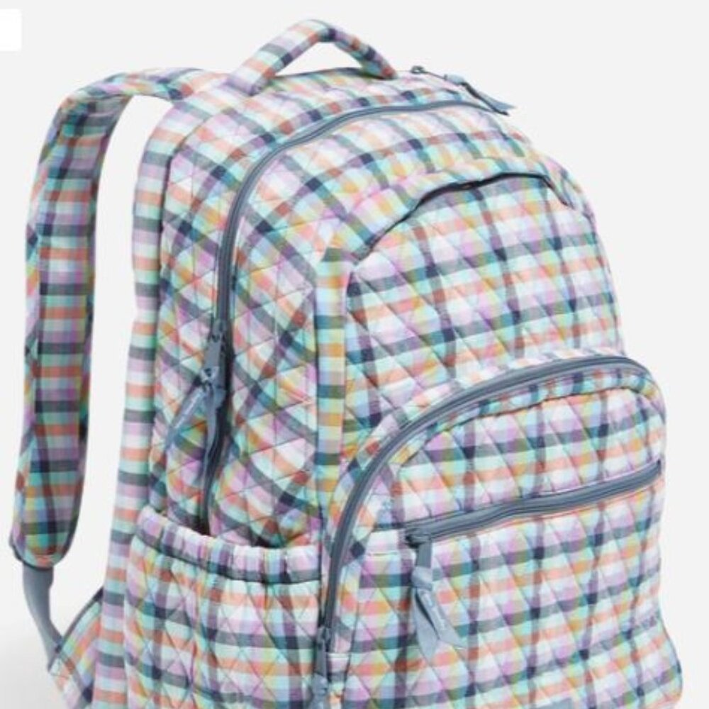 NEW Vera Bradley Essential Large Backpack in signature cotton Gingham Plaid
